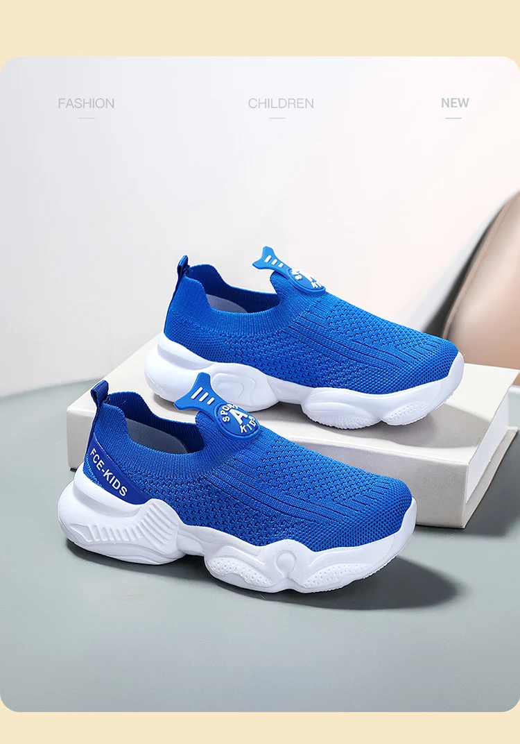 Sommerliche Freizeitschuhe für Kinder, atmungsaktive Strick-Sneaker für Kinder, Slip-Ons, Laufschuhe für Jungen, leichte, bequeme Wanderschuhe – Detail 14