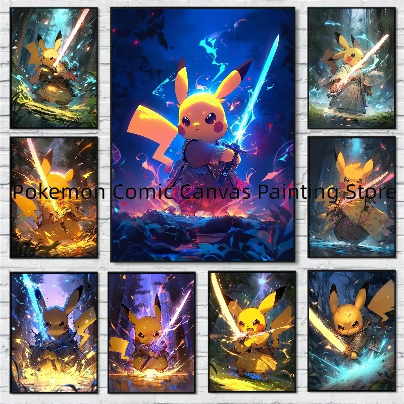 

Japanese Anime Pokemon Pikachu Poster Wall Art Mural Suitable for Home Bedroom Decoration Living Room Pictures Children's Gift