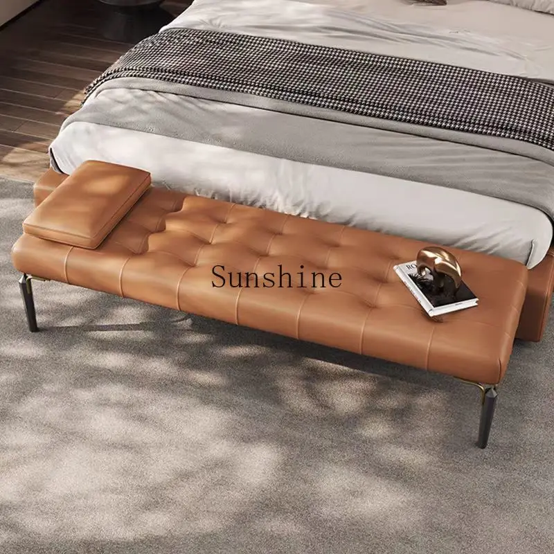 

Italian minimalist front stool leather high-end bedside cloakroom bench
