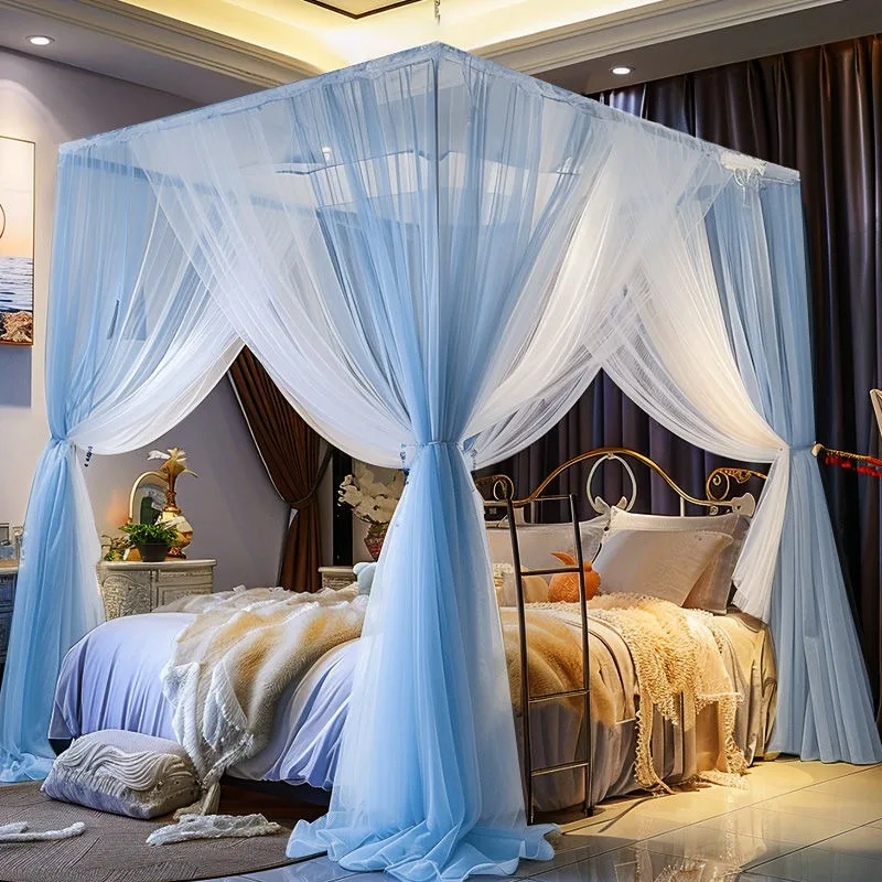 Floor-standing mosquito net with three-door design, new double-layer thickened mosquito protection for home bedrooms