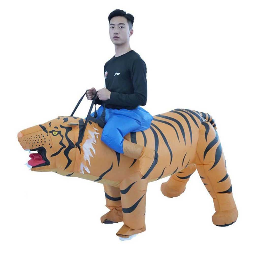

Надувной костюм тигра для Хэллоуина, выступлений на сцене, реквизит для шоу, кукла-животное для верховой езды, костюм-талисман для парка развлечений
