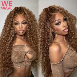 Highlight Ombre 13x6 Curly Hd Transparent Lace Frontal Wig Colored 30 Inch Deep Water Wave Human Hair Brazilian Choice For Women