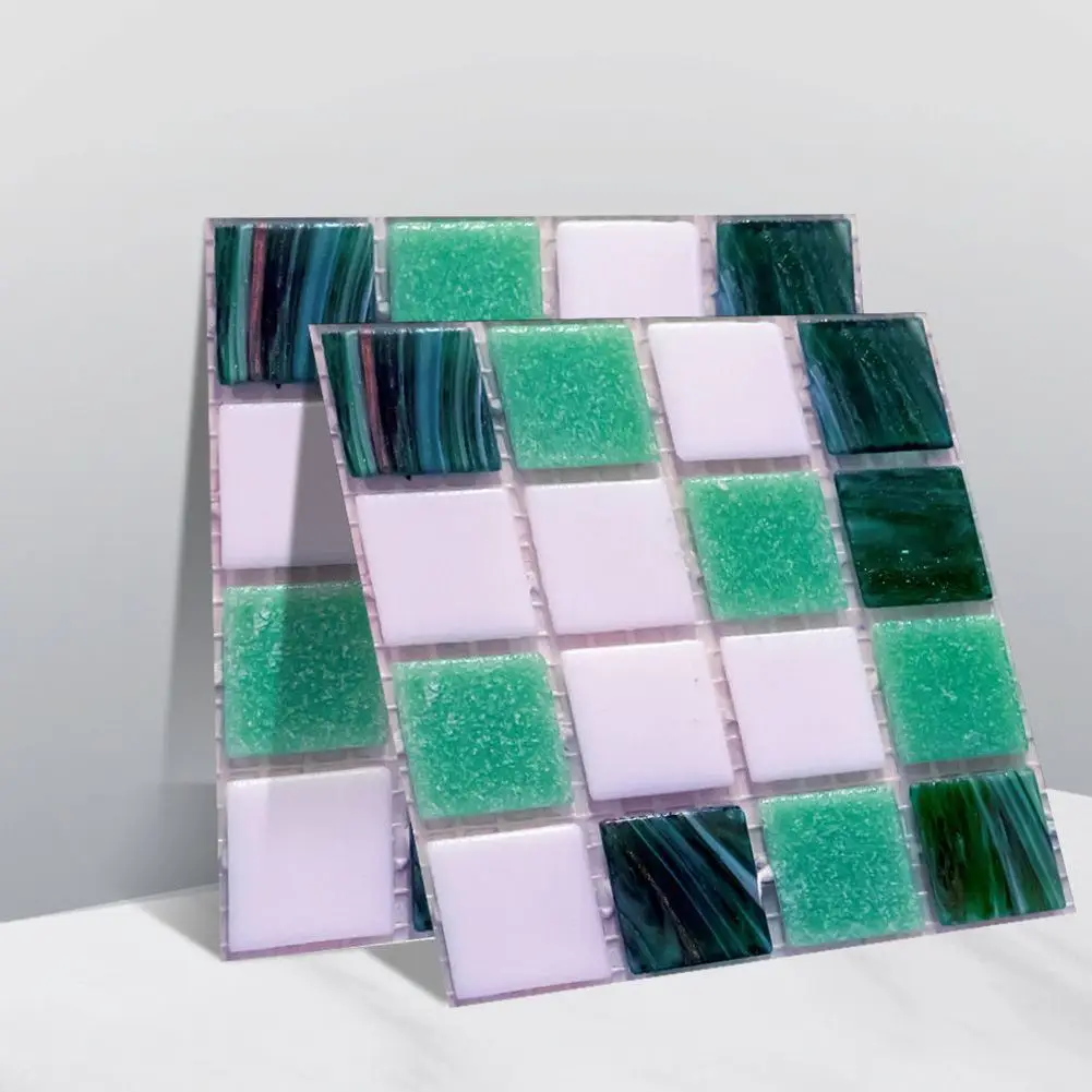 10pcs Mosaic Kitchen Tile Stickers Self-adhesive Glitter Sticker Home Wall Decoration For Bathroom Bedroom 10*10cm