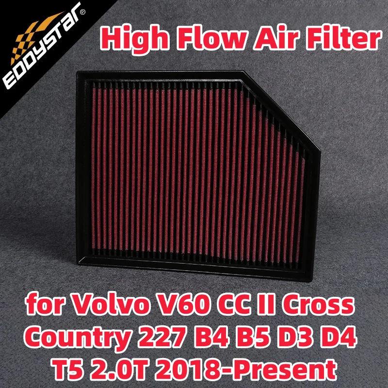 

Спортивный воздушный фильтр с высоким расходом для Volvo V60 CC II Cross Country 227 B4 B5 D3 D4 T5 2.0T 2018-настоящие моющиеся гоночные впускные фильтры