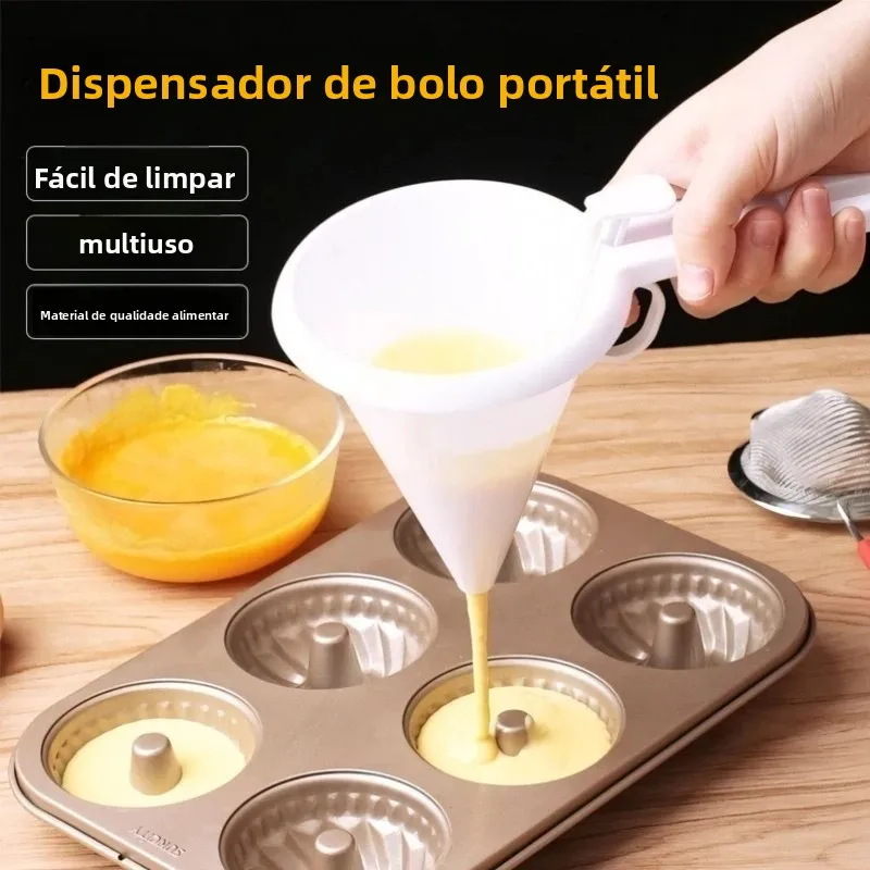 Dispensador de massa portátil, copo, ferramenta de cozimento de bolo, funil de porção, creme, peneira, separador de chocolate, copo de medição, dispensador de pastelaria