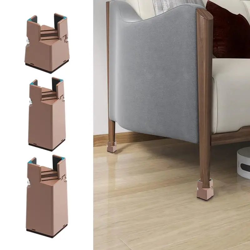 

4PCS Adjustable Furniture Leg Risers Heavy Duty Square Round Bed Foot Pads 2 4 Inch Sofa Table Chair Leg Risers Screw Clamp
