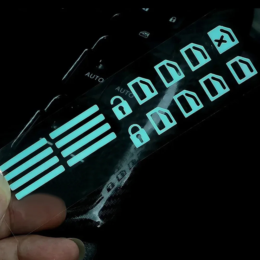 Car Window Lifter Luminous Switch Button Car Stickers Door Window Lift Night Safety Switch Fluorescent Interior Decoration Decal