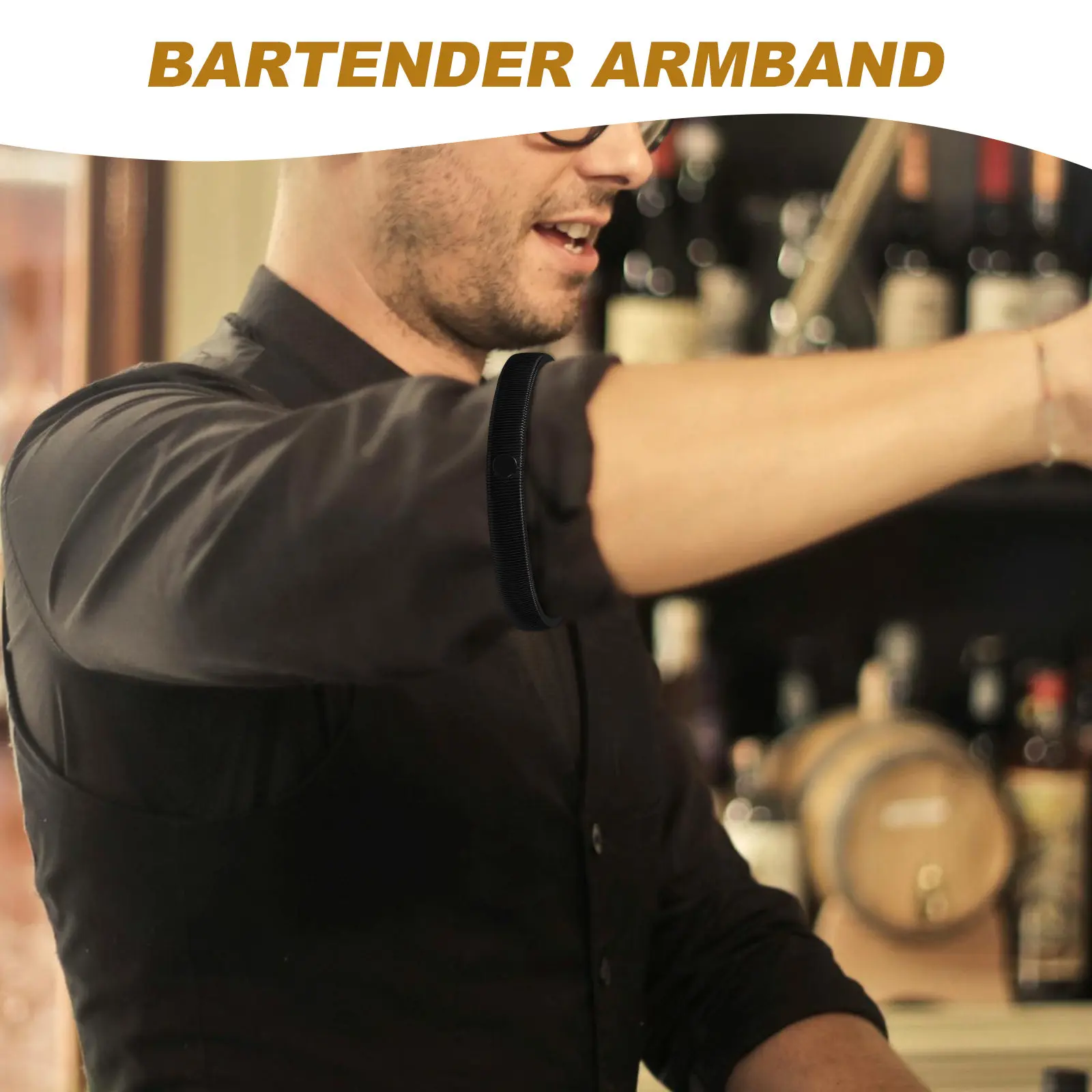 

2Pcs Men Shirt Armband Sleeve Garters Elastic Non-Slip Cuff Holder for Long Sleeves Bartender Uniform Accessory Metal Stretch