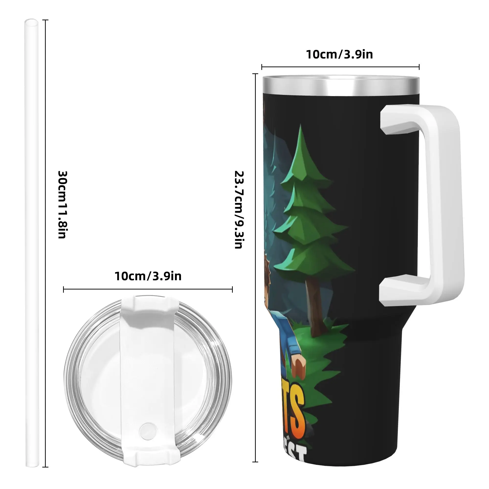 99 ليالًا في الغابة ملصق كوب من الفولاذ المقاوم للصدأ أكواب سيارة الشاطئ 40 أونصة كوب حراري للحفاظ على الحرارة زجاجة شاي للمشروبات الباردة