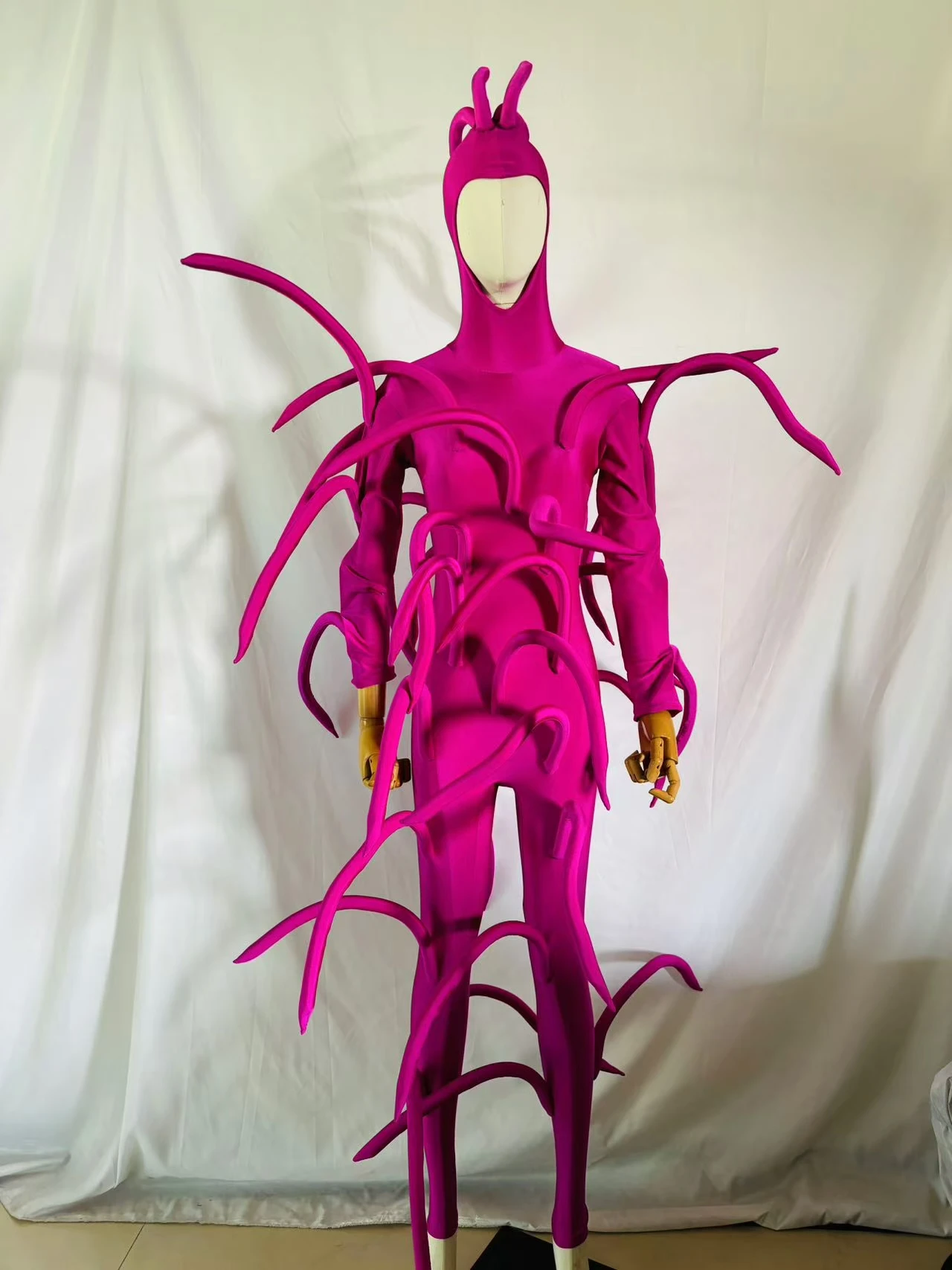 Full Body Open Face Spandex Unitard Mask Zentai Costume Bodysuit Cosplay stage dance costumes jumpsuit singer show outfit feeler