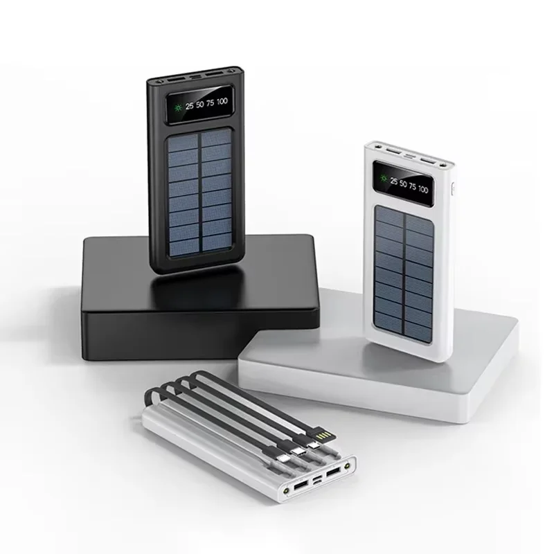 بنك طاقة شمسية بسعة 4 في 1 ، USB mAh ، شحن فائق السرعة ، نوع C ، شاشة عرض بإضاءة ليد ، مناسب لهاتف شومى ، آيفون