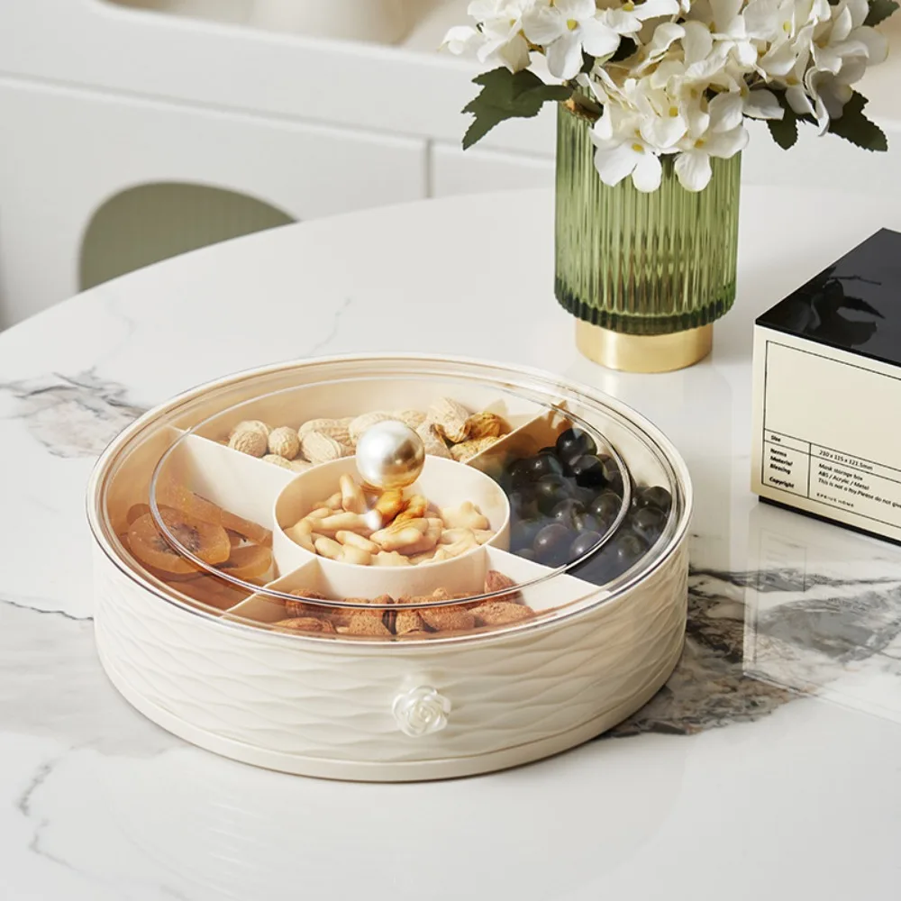 

Бытовая легкая роскошная маленькая сковорода для фруктов в ароматном стиле с крышкой премиум-класса, пластиковая разделенная коробка для хранения фруктов и конфет