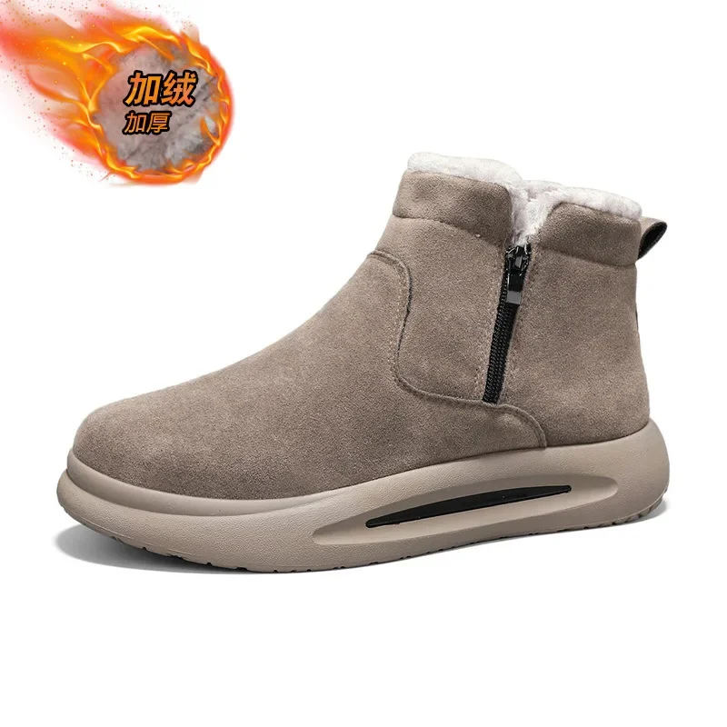 Mainly Promoting Winter Hot Casual and Fashionable Trendy Shoes Men High Top Warm Cotton Shoes Zipper Style Snow Boot Thickened