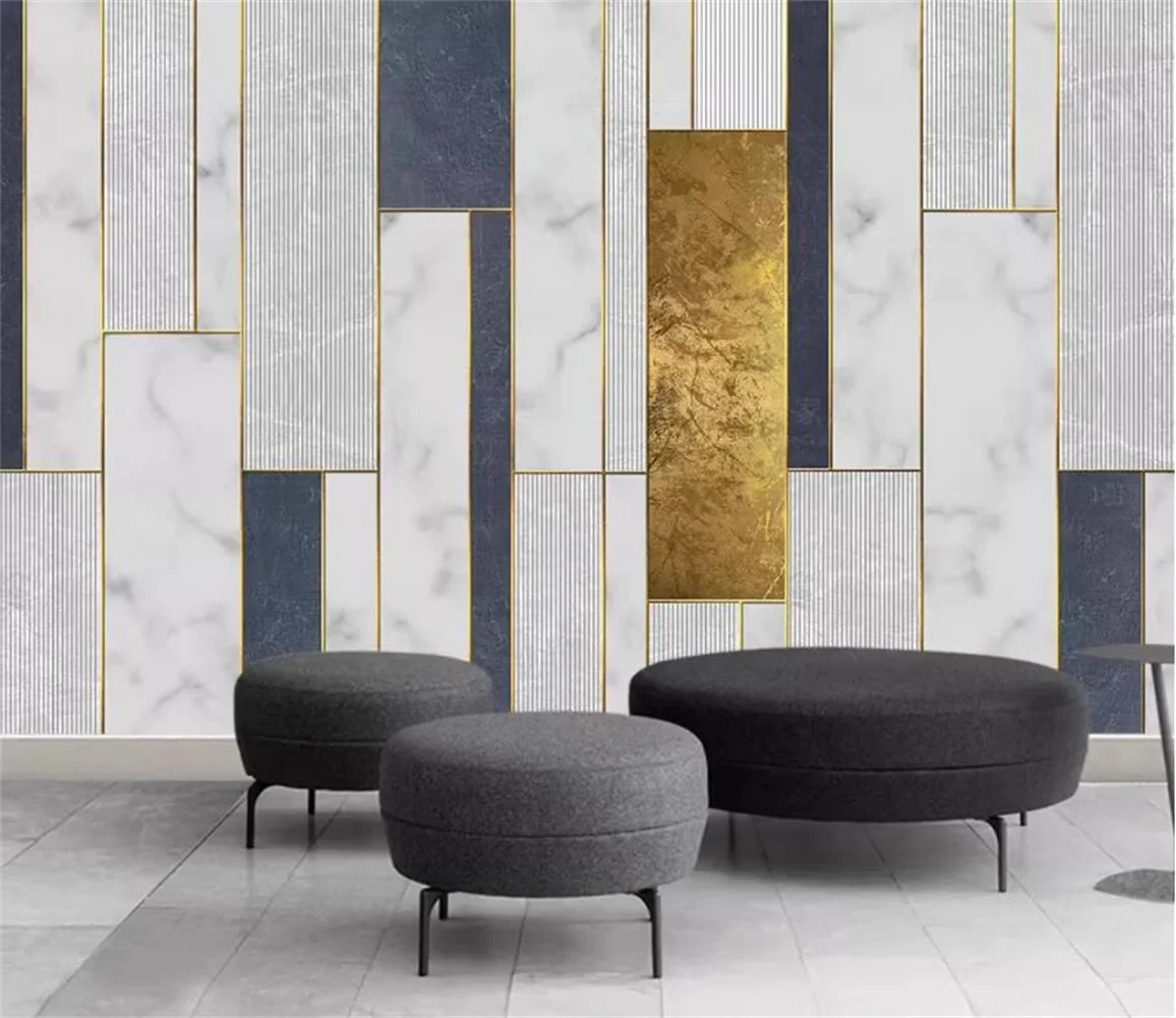 papel de parede Nordic minimalist geometric metal art 3d wallpaper living room sofa TV background Customized Mural Painting