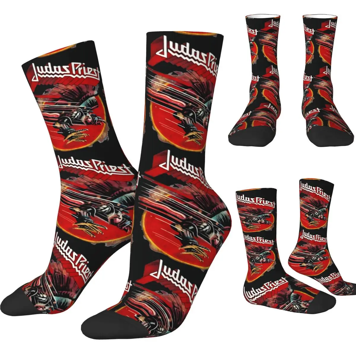 Judas Priest Band Hip Hop Socks Trendy Stockings Men\'s Medium Soft Running Sports Socks Winter Graphic Anti-Slip Socks