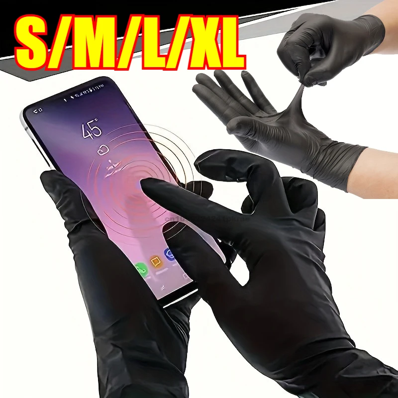 

Черные латексные перчатки Xl, перчатки из ПВХ, одноразовые нитриловые перчатки, работа по дому, уборка автомобиля, промышленность, садоводство, кухонные инструменты