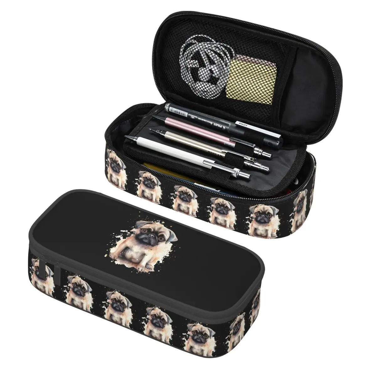 

Милый пенал с изображением щенка мопса, вместительный чехол для карандашей, сумка для хранения канцелярских принадлежностей, пенал-коробка для ручек, сумка для карандашей для студентов