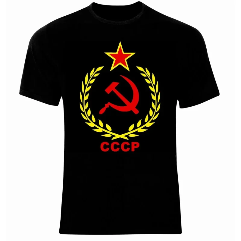 CCCP Russia Moscow Soviet Union Hammer and Sickle Flag T-Shirt. Summer Cotton Short Sleeve O-Neck Mens T Shirt New S-3XL