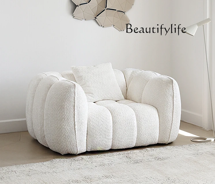 

Pumpkin Single Sofa Light French Cream Style Modern Minimalist Fabric Living Room Leisure Couch