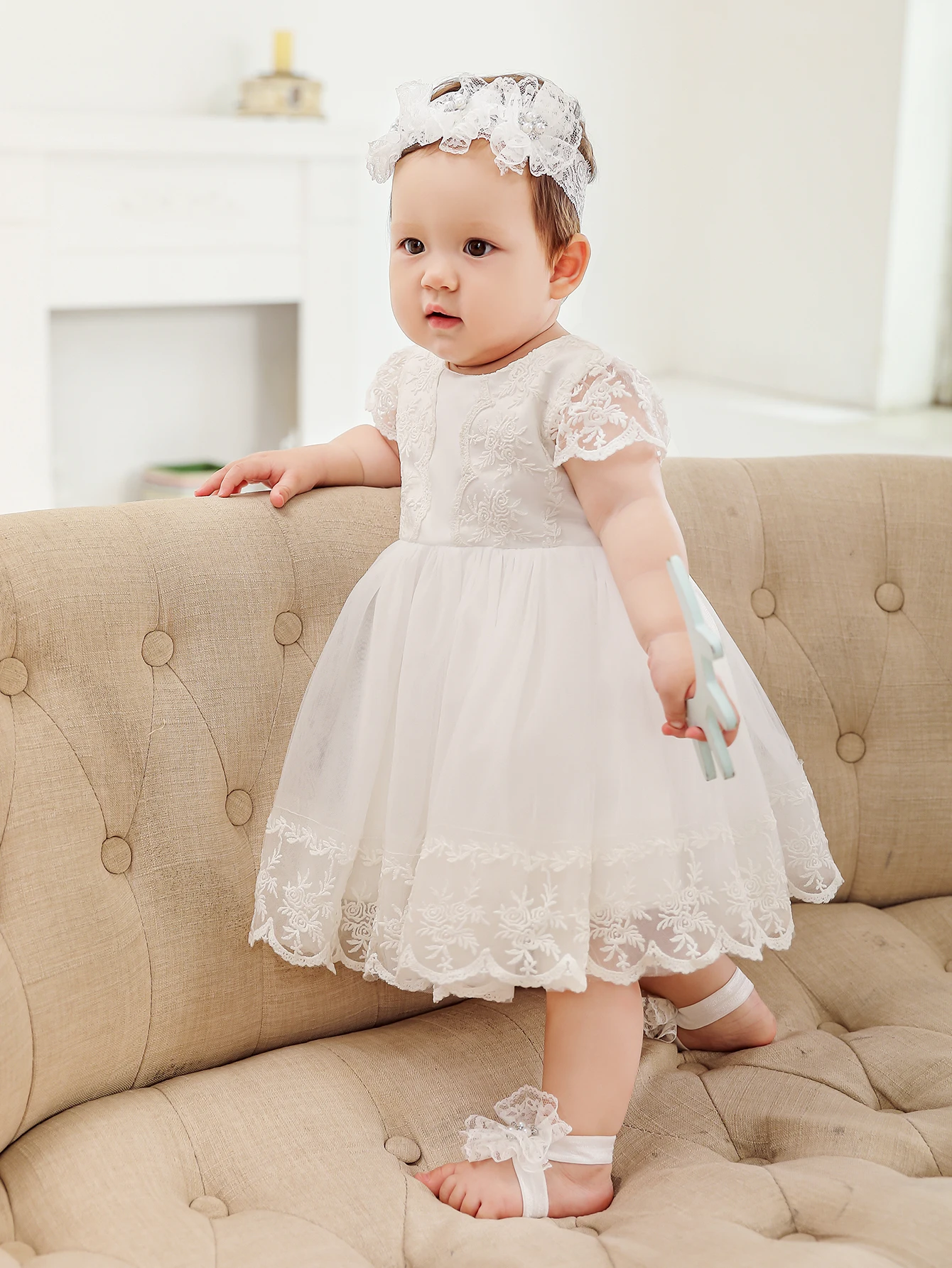 Latest Summer Pure Infant Clothes Flower First Birthday Celebration Ceremony Girl Frock 0-2 Years Old Baby Apparel