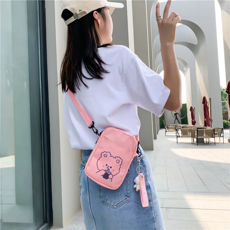 Bolso pequeño de lona para mujer, bandolera pequeña de tela para teléfono móvil, bolso de hombro para mujer