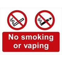 For Pack of 5 Self Adhesive Safety Signs No Smoking No Vaping Sign 135mm X 180mm for House and Business