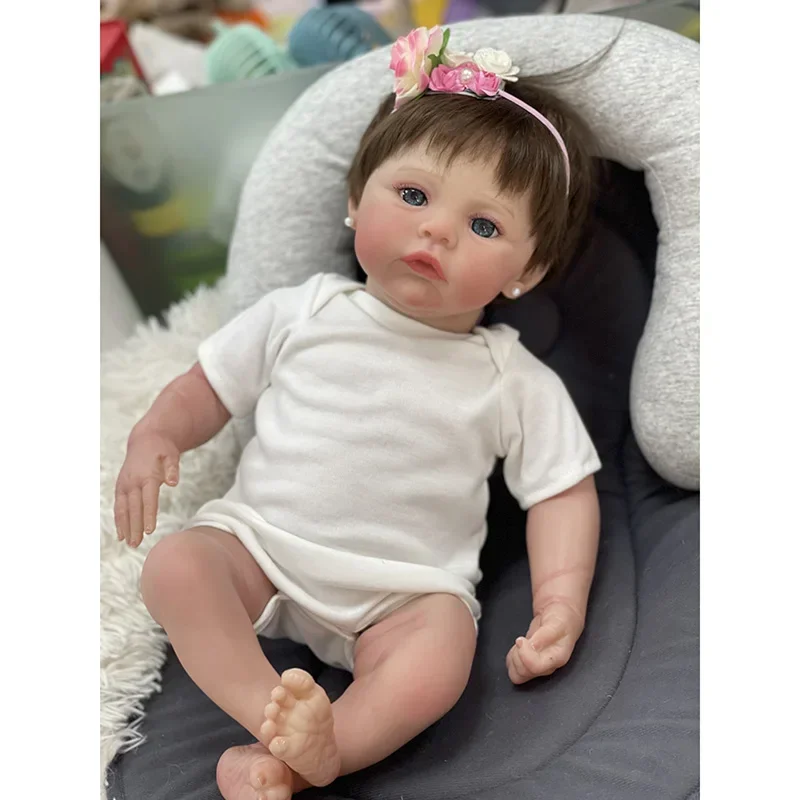 45cm Soft Body Silicone Reborn Toddler Girl Doll Meadow 3D Skin Multiple Layers Painting Visible Veins