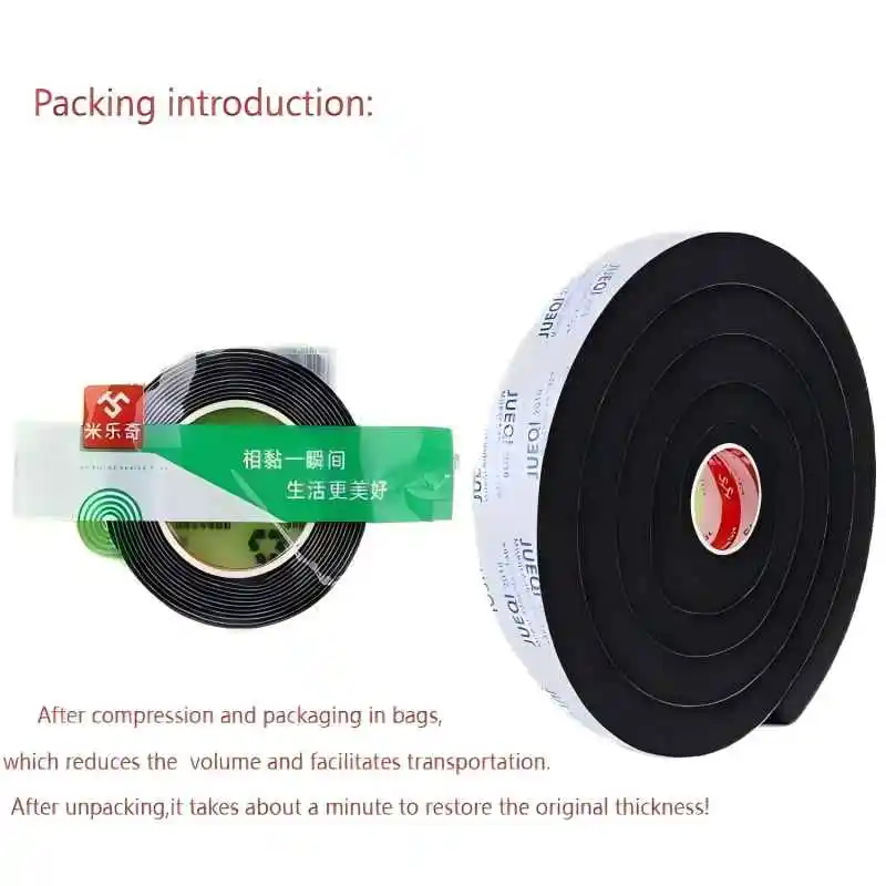 2M PU Sponge Foam Seal Strip Tape Adhesive Anti Collision Soundproof Weather Stripping for Doors Windows Furniture Protection