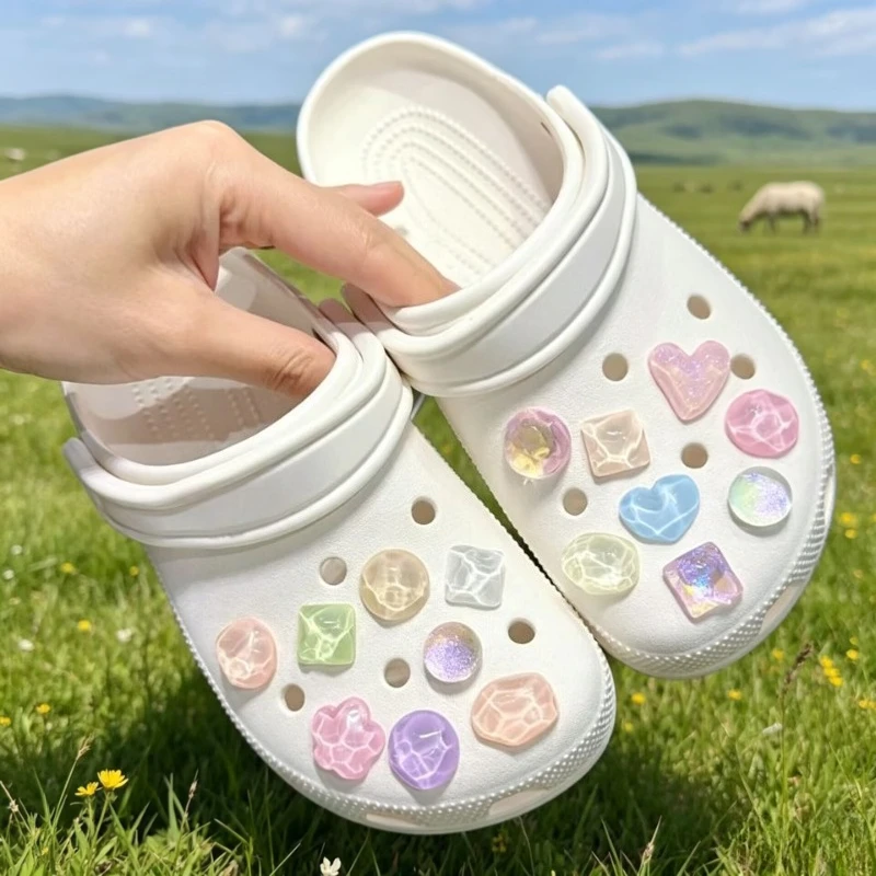 16PCS Hot Sales DIY Shoes Charms for Hole Shoe Sweet Water Ripples Accessories Designer Quality Garden Shoe Decoration Girl Gift