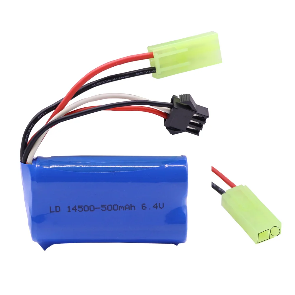 14500 500mah 6.4 v litowo-jonowy bateria z ładowarką USB dla Wltoys 18401/18402 RC samochód terenowy 6.4 v dla zabawki zdalnie sterowane samochodów turcków