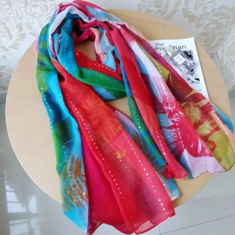 Foreign trade original single Spanish print color art shawl large square trend women\'s scarf