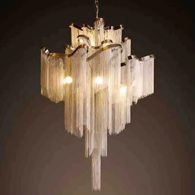 for Zeal Lighting Art Creative Modern Luxury Wedding Wrought Iron Aluminum Fringed Chain Chandelier