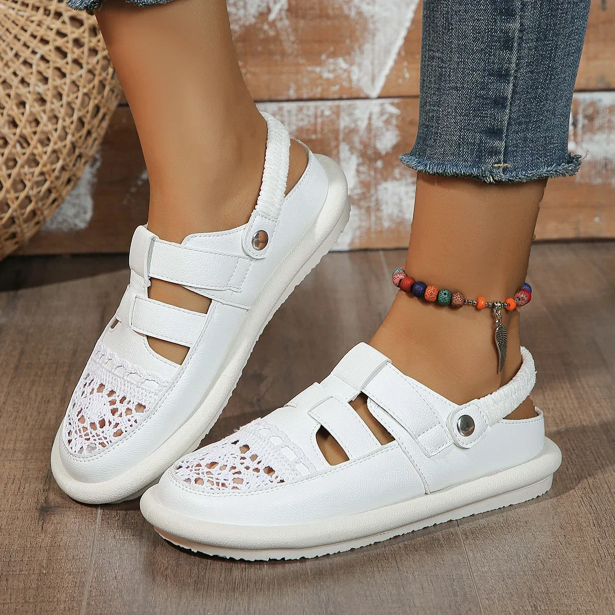 Women Sandals 2024 New Summer Flat Shoes Genuine Leather Breathable Casual Sandals Sexy Beach Women Sandals Sandalias De Mujer