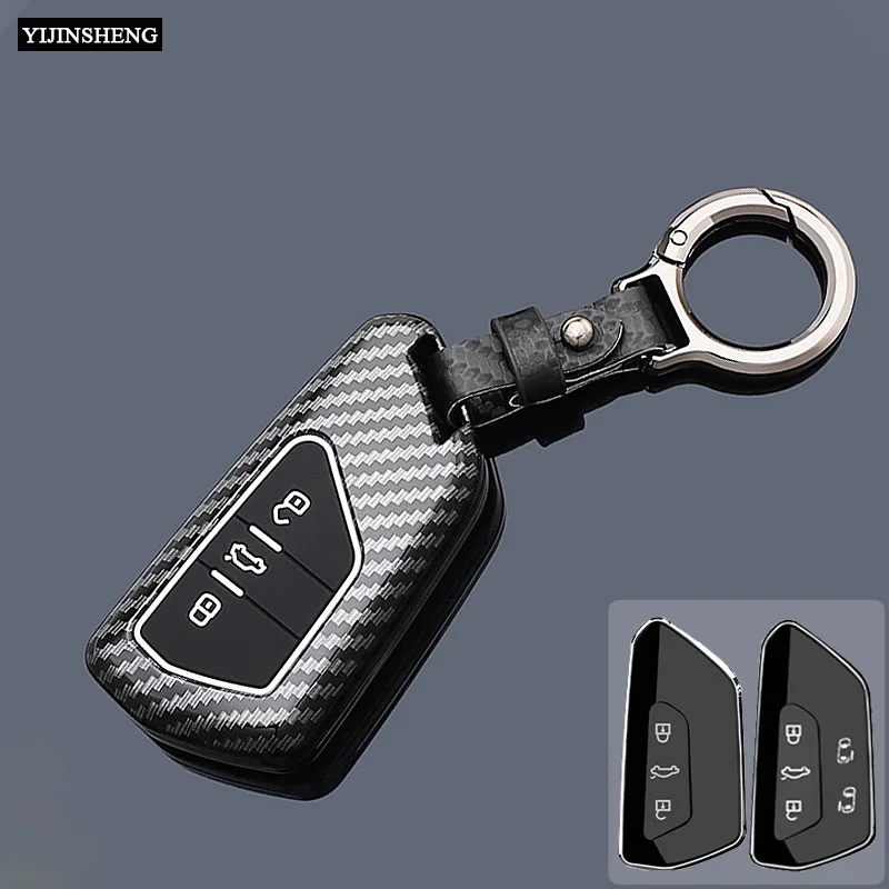 

Carbon Style ABS Car Key Case Cover Fob Skin Holder Keychain for VW Volkswagen Golf 8 2020 Skoda Octavia A8 2021 SEAT Leon MK4