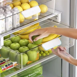 Refrigerator Large Hanging Storage Box Kitchen Eggs Vegetables Fruits Transparent Container Icebox Push-pull Drawer Organizer