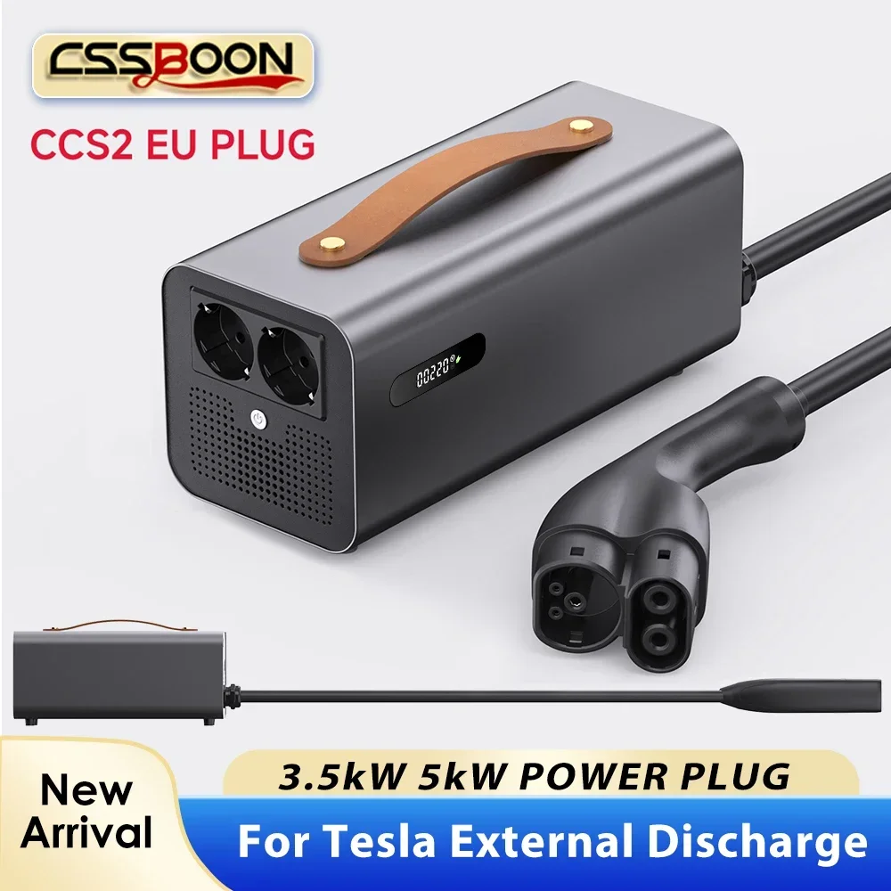 

CSSBOON External Discharge Gun for Tesla Model 3 Y X S Car Inverter NACS CCS2 V2L Emergency Power Supply Adaptor Outdoor Partner