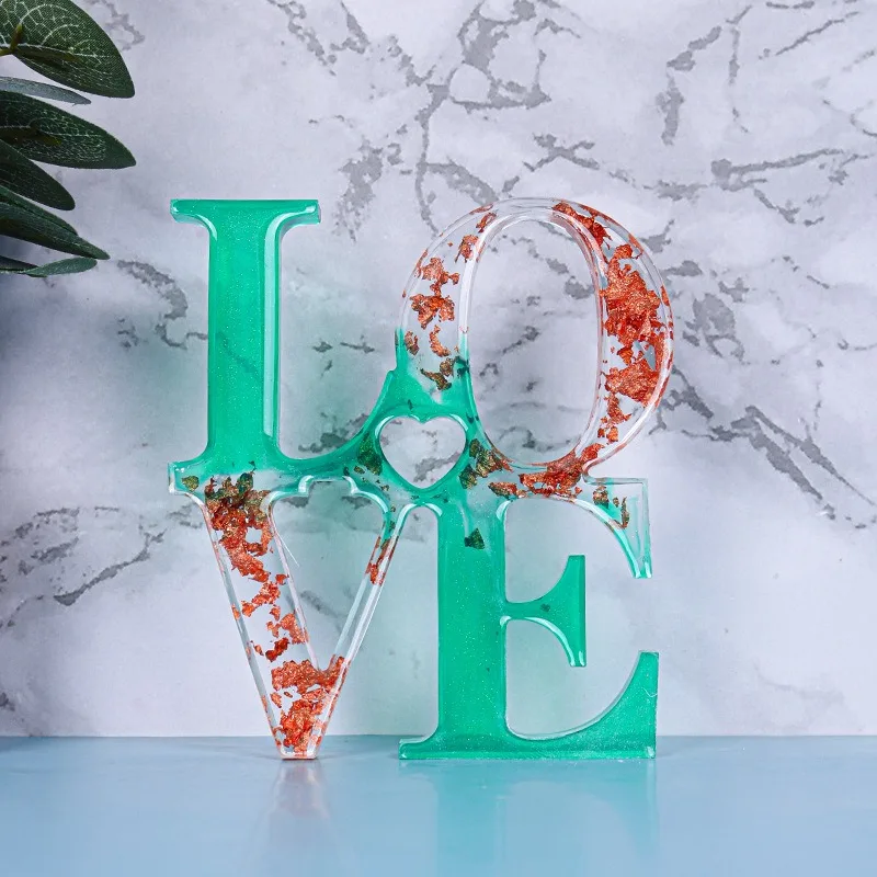 Resin silicone mold, heart-shaped LOVE combined letter silicone mold, resin handmade mold for home atmosphere