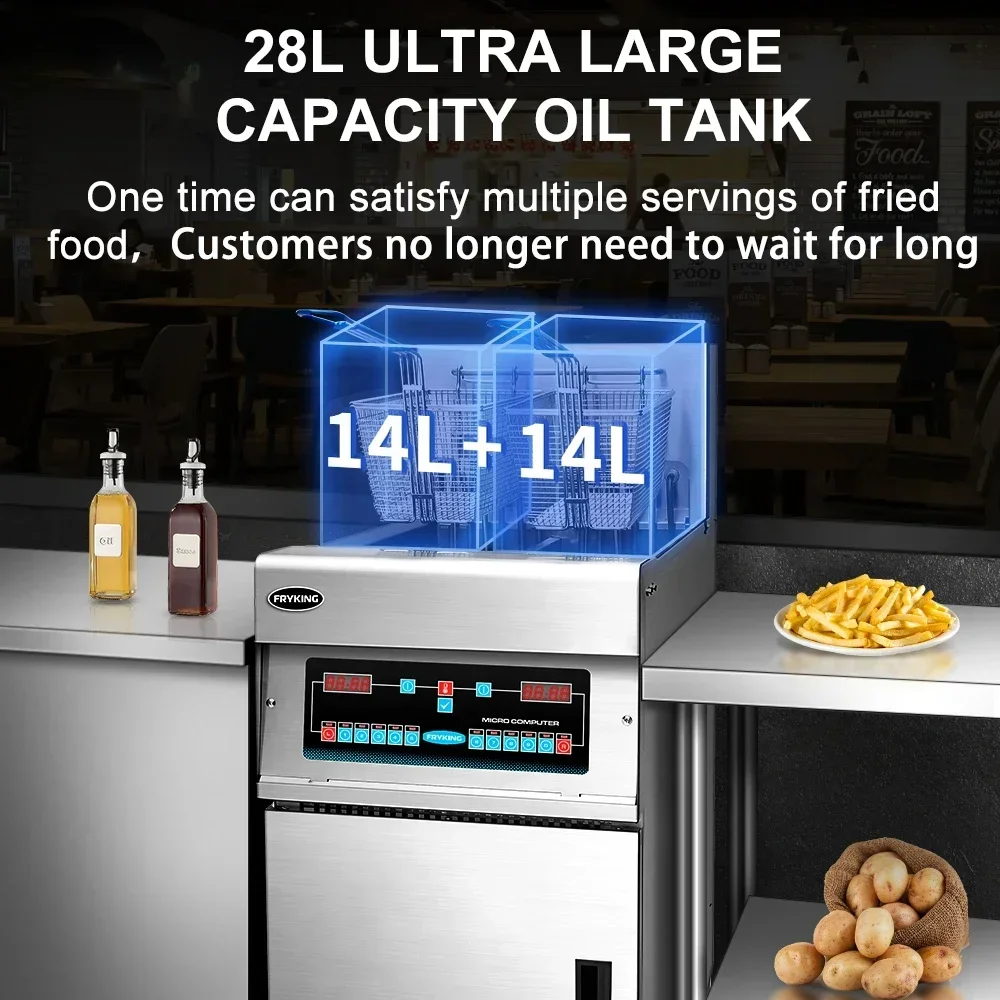 Hot Sales Double Cylinder Double Basket Chicken Slices Fried 24L Commercial Kitchen Electric Fryer With Timer Engine New Product
