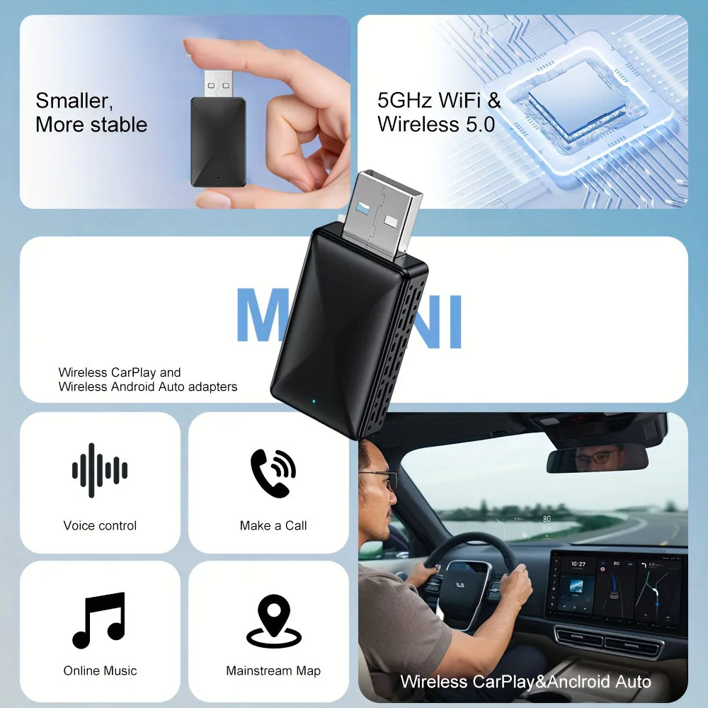 Wireless AI Smart Box Plug＆Play Automatic Connection Car Intelligent Systems