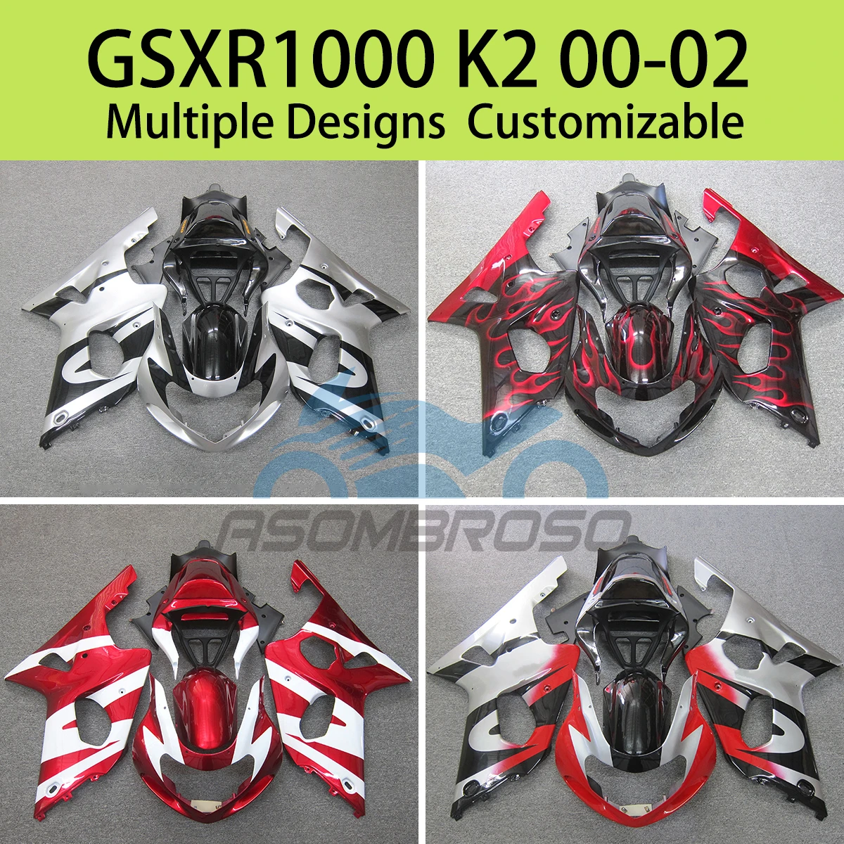 

GSXR 1000 00 01 02, обтекатели из АБС-пластика для SUZUKI GSXR1000 K2 2000 2001 2002 Prime, комплект обтекателей для кузова из АБС-пластика для мотоцикла