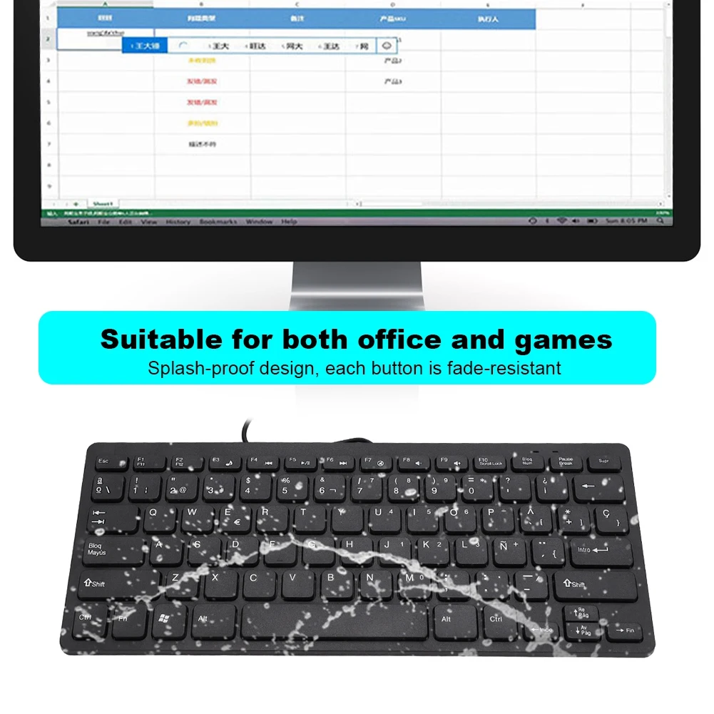 Tastatur Mini-Tastatur Kabel Tastatur verkabelt Mini tragbare spanische Tastatur USB-Schnitts telle für Desktop-Computer ultra dünne 78 Tasten