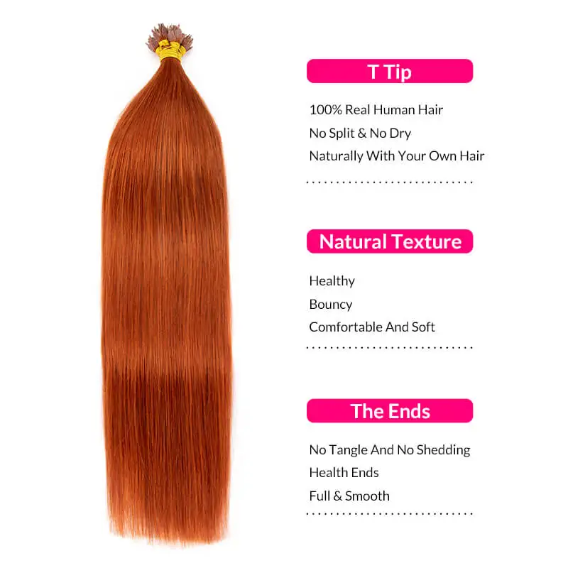 T Tip Hair Extensions Fusion Human Hair 14