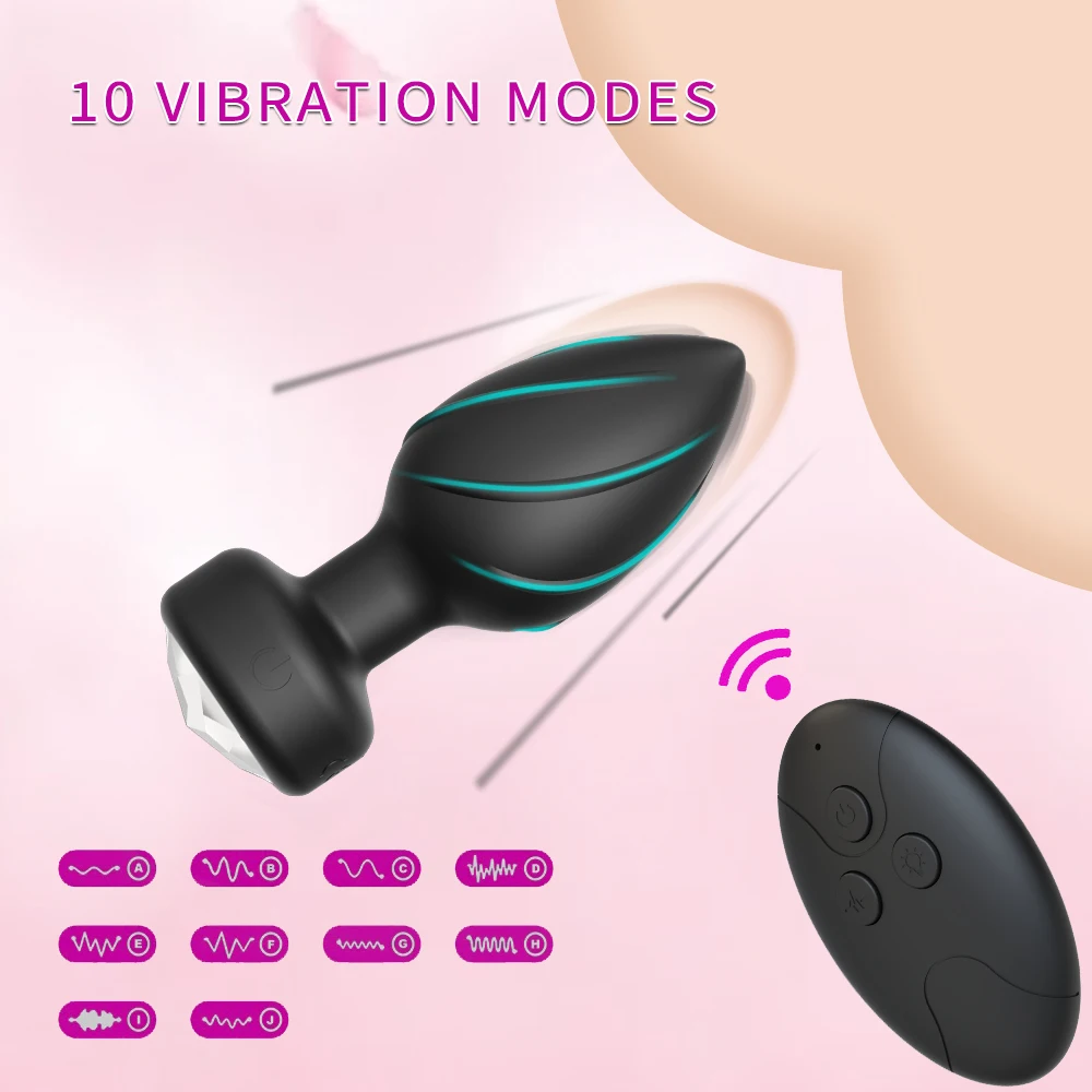 remote control color changing vibrating plug 10 frequency remote control vibrator prostate massage sex toys for men and women