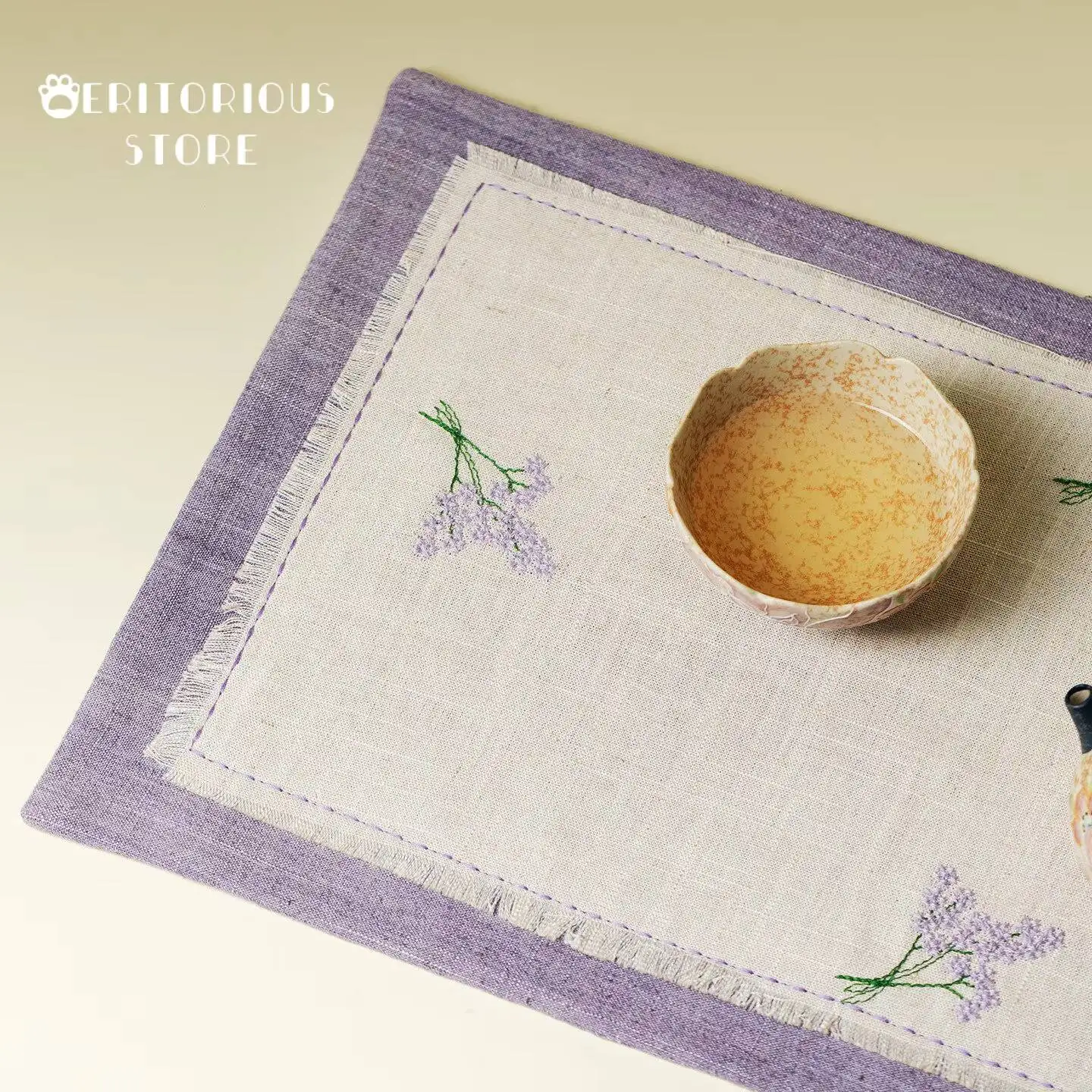 Cotton Linen Tea Mat Chinese Tea Coaster Fabric Handmade Vintage Placemat Tea Towel Tea Utensils Tool Teapot Carpet Supplies Cup