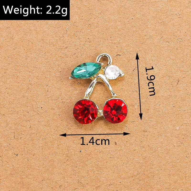 10 stücke zarte Kristall frucht Kirsche Anhänger Charms für Schmuck machen DIY Halsketten Ohrringe Zubehör liefert – Detail 1