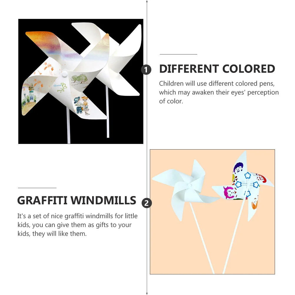 Rainbow Pinwheelss Paper Kids Rainbow Pinwheels Windmill Craft Toys Crafts Blank Painting White Graffiti Toy Bulk Garden