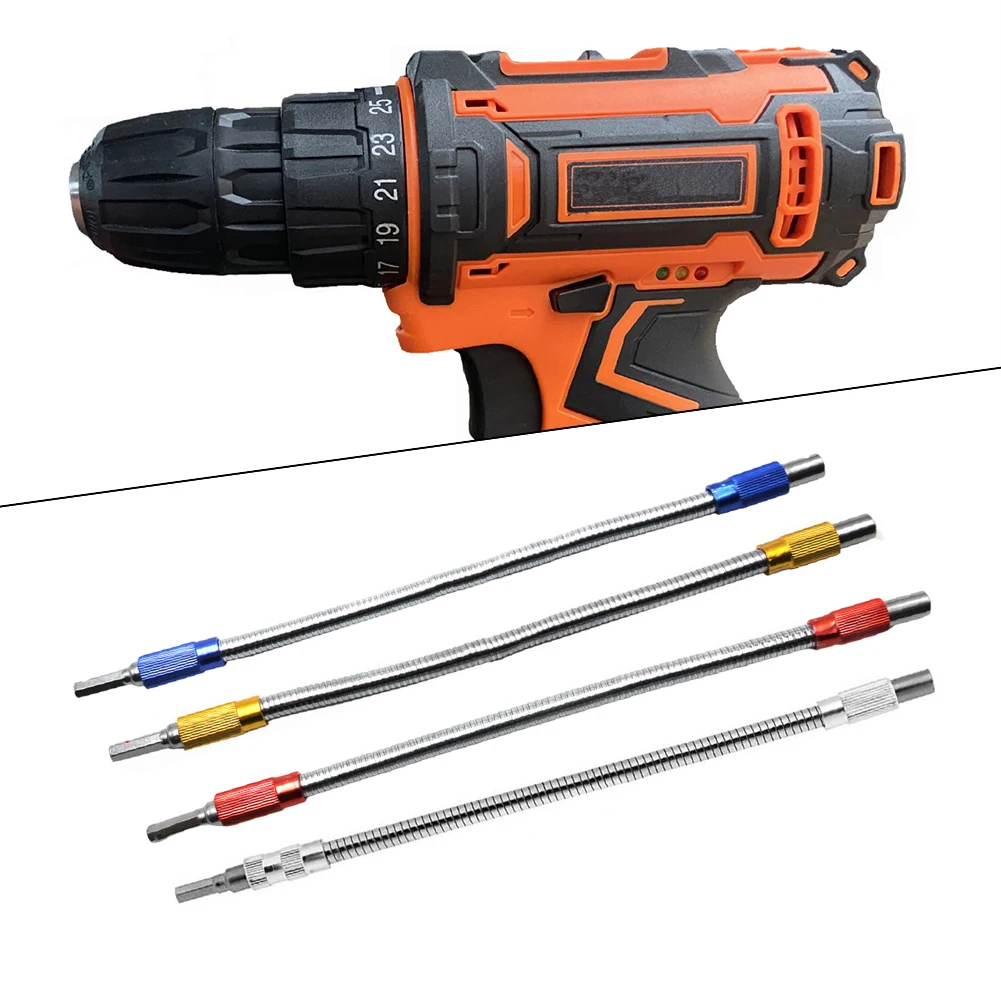 Flexible Drill Hose Drill Bit Extension 300mm Long Electric Drills Compatible Hexagonal Head High Precision Metal Material