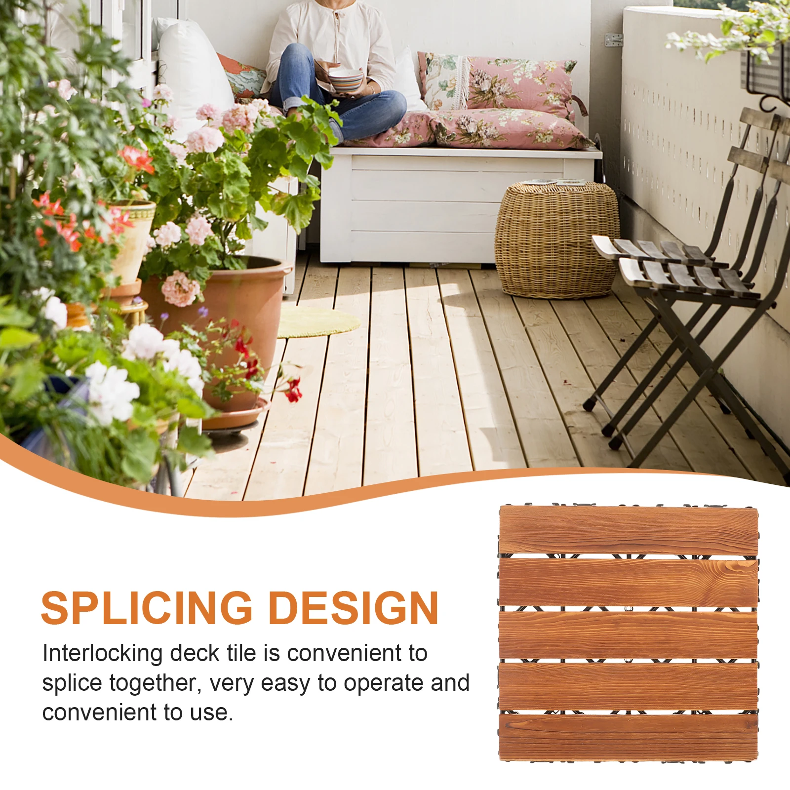 

Outdoor Flooring Anticorrosive Wood Decking Tiles Interlocking Patio Balcony Garden Waterproof Durable Deck Tiles All Weather