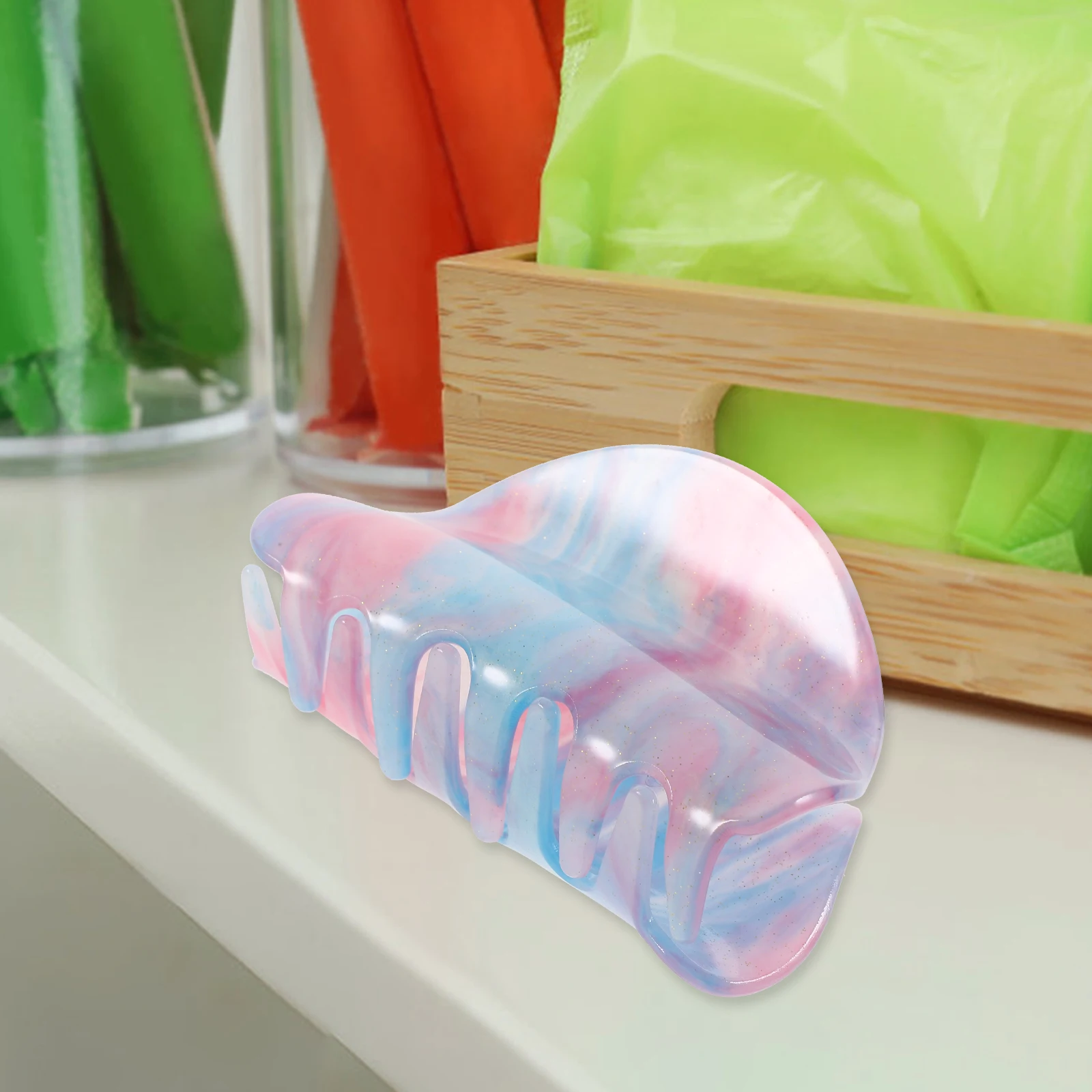 

4 Pcs C y Color Acrylic Hair Claw Clips Medium Semi Circle Shark Jaw Clips Blue Pink Mint Beige Yellow Hair Accessories