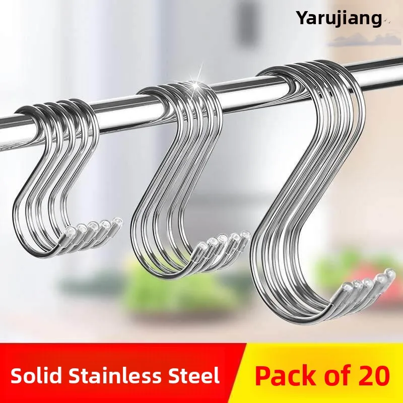 

Stainless Steel Double Headed Hooks Clothes Hanging Hooks Heavy Duty S-Shaped Iron Hooks for Kitchen Bathroom And Office